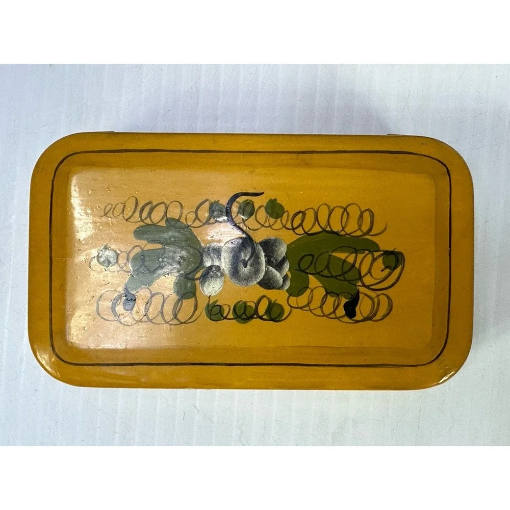 3 VINTAGE TOLE HAND PAINTED METAL TRINKET BOX ELIZABETH M CUMMINGS 1954